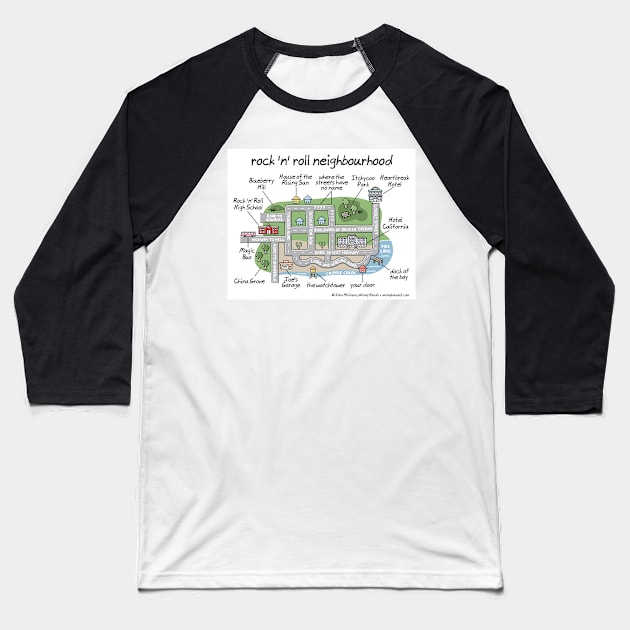 rock 'n' roll neighbourhood Baseball T-Shirt by WrongHands